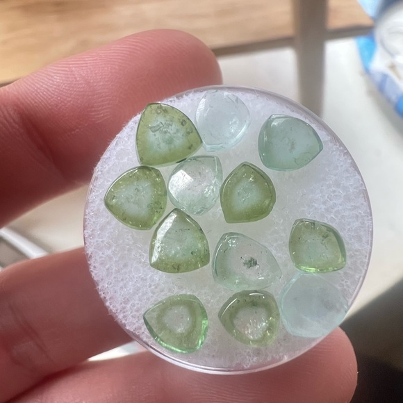 8 carats or genuine watermelon tourmaline polished slices! With gem jar . NICE!! - Picture 10 of 15